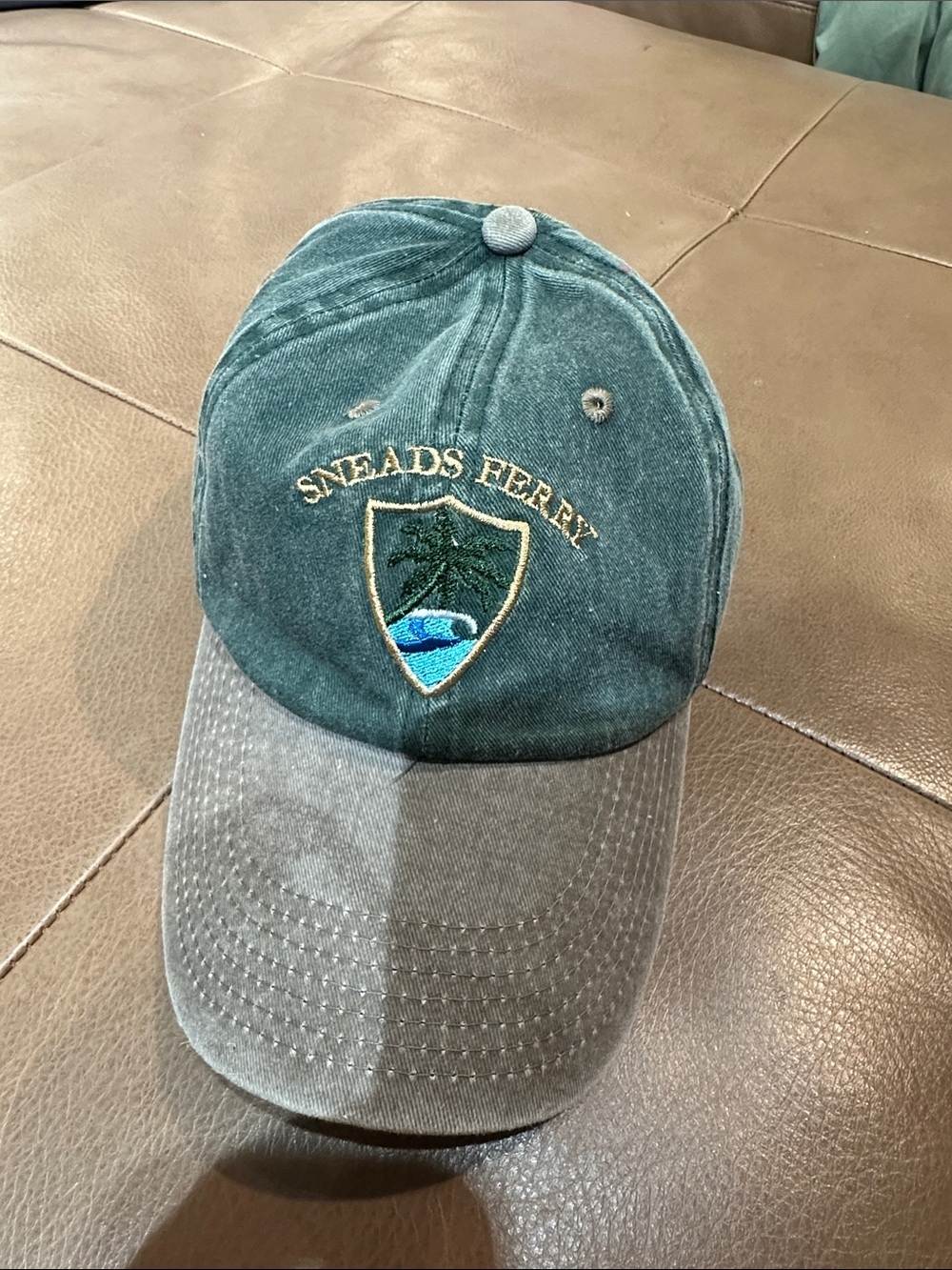 Sneads Ferry Washed Green Baseball Cap